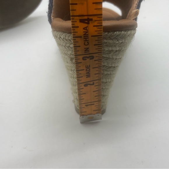 Lane Bryant Women’s Striped Fabric Espadrille Wedge Sandals Blue Beige Size 10W - Picture 7 of 7